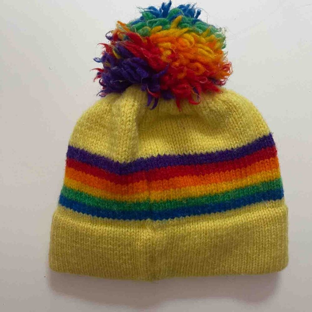 *VINTAGE* THE MOUNTAIN LID Aspen Colorado Wool POM POM Ski Hat